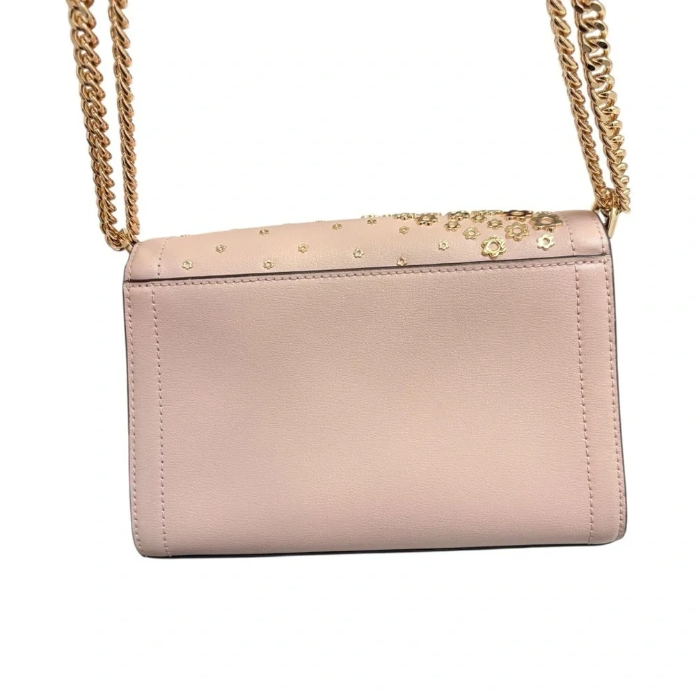 Michael kors pink Kinsley blossom embellished floral crossbody double flap bag
